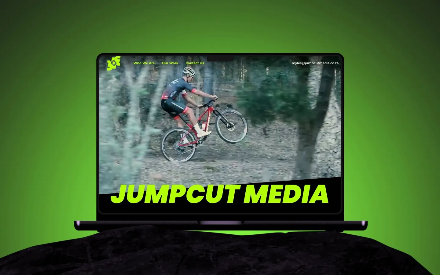 The Jumpcut Media website on a laptop
