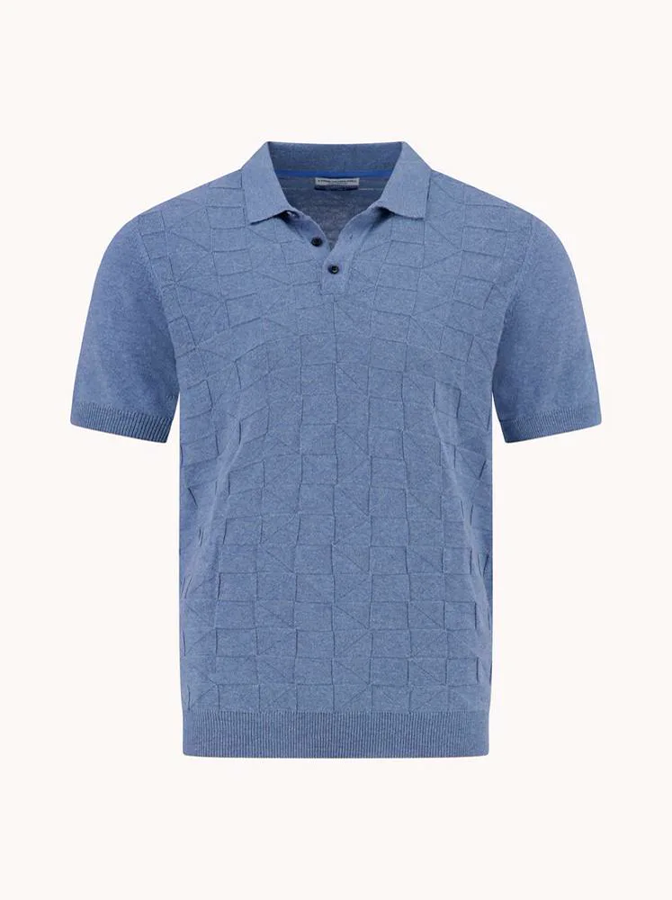 An A Fish Named Fred knitted polo in pale blue